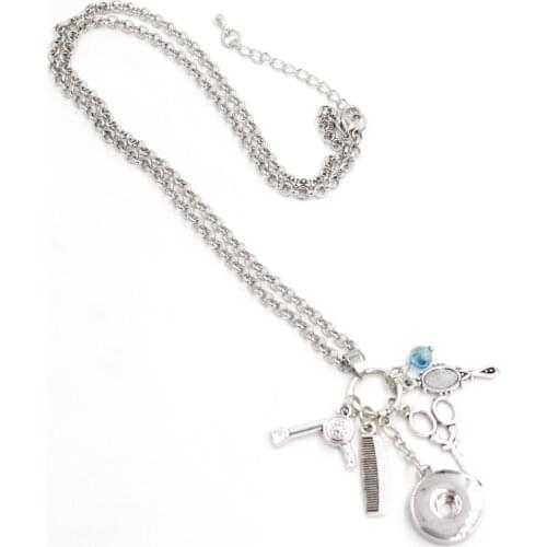 1PC Snap Necklace 18mm Snap Jewelry Hair Scissors Dryer Comb Hair Stylist Pendant Necklace Hair Dresser Gift Collar