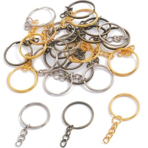 10pcs/lot Bronze Rhodium Gold Metal Key Chain Key Ring Round Split Keyrings For DIY Key Chains Jewelry Making Accessories