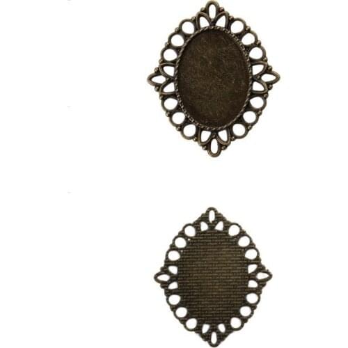 18x25mm 10pcs/lot oval antique Bronze Cabochon Base Tray Bezels Blank Setting Supplies For Jewelry Making Findings Pendant