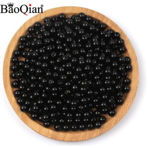 3-20mm Black Imitation Acrylic Round ABS Pearl Beads For Jewelry Sewing Crafts Grament clothes headwear Hat Decoration