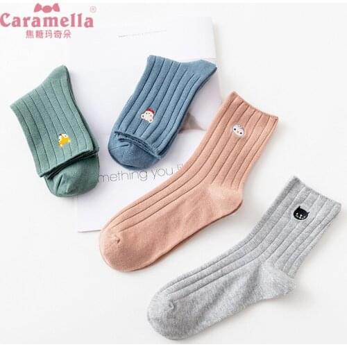 4 pairs/lot Caramella Winter Autumn New Women Socks Fashion Cartoon Cotton Socks for Women Meias