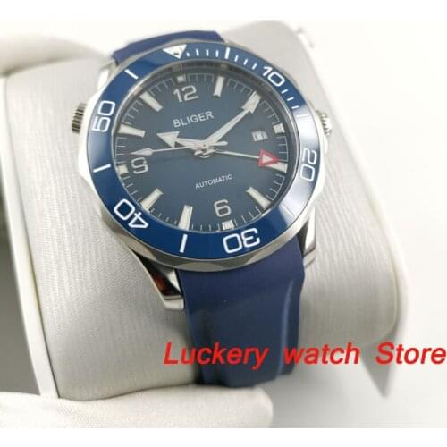 41mm bliger blue dial Luminous saphire glass;black Ceramic Bezel GMT Automatic movement mens watch BA227