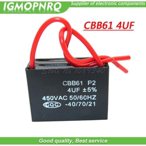 5pcs CBB61 4uf starting capacitance AC Fan Capacitor igmopnrq 450V 4uf CBB Motor Run Capacitor