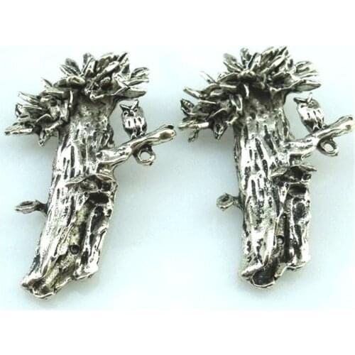 5pcs Tree Owl Charms DIY Jewelry Making Pendant Fit Bracelets Necklaces Earrings Handmade Crafts Antique Silver Charm 13963