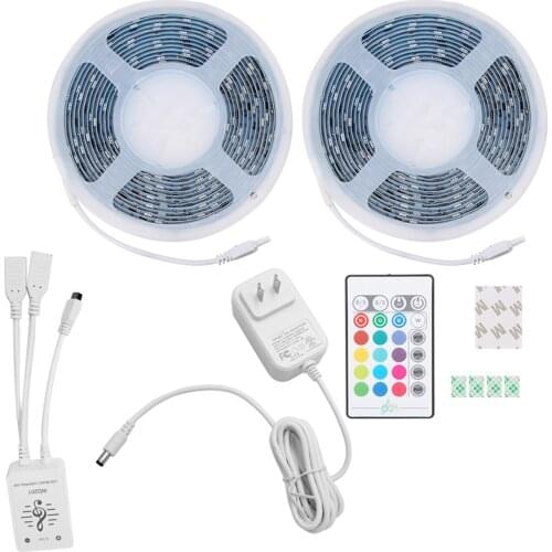 5050RGB 10M Remote Control Tape Lights Music Strip Light Home Supplies US Plug 100‑240V