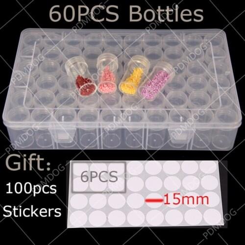 64/60 Bottles Diamond Painting Tools Transparent Container Case Diamond Embroidery Beads Storage Box Practical Organizer Tools