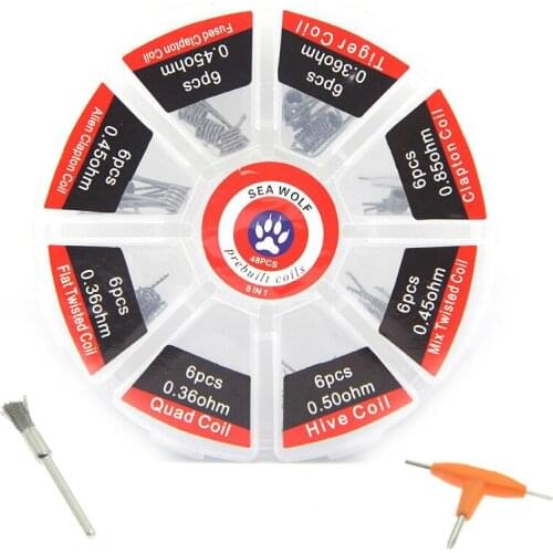 8 in 1 Prebuilt Coil Clapton Coil Alien Tiger Hive Quad Flat twisted Fused Heating Wire for DIY RDA Premade Coil