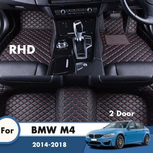 RHD Car Floor Mats For BMW M4 2 Door 2018 2017 2016 2015 2014 Car Interior Accessories Styling Custom Leather Carpets Rug Cover