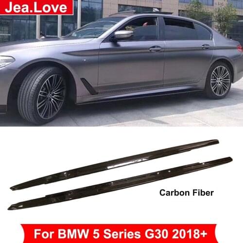 MP Style Real Carbon Fiber Side Skirts Extensions Lip Protector For BMW 5 Series G30 2018 Up Car Tuning Modification