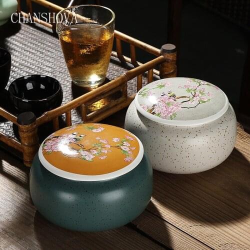 CHANSHOVA Traditional Chinese Style High Capacity Large Ceramic Tea Box Sealing China Porcelain Tea Storage Container H064