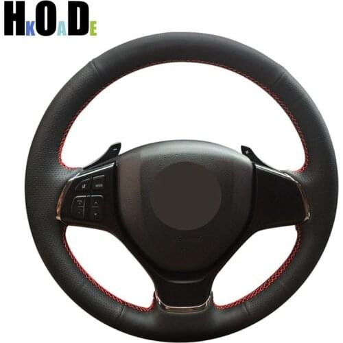 Hand-stitched Steering Wheel Cover DIY Black Artificial Leather Car Steering Wheel Covers for Suzuki Alivio 2015 2016