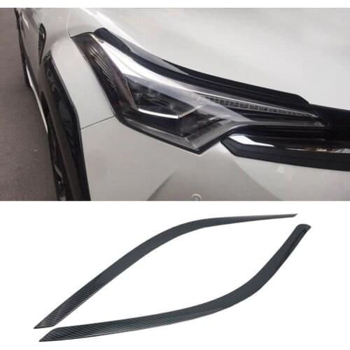 FOR TOYOTA CHR C-HR 2016 2017 2018 Carbon Fiber Style Car Front Headlight Lamp Moulding Trim Auto Exterior Accessories