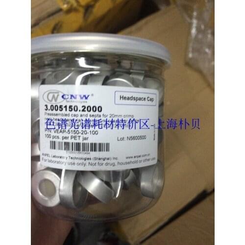 For VEAP-5150-20-100 Brand CNW 20mm Head Air Clamp Bottle Aluminum cover, PTFE Silicone Septum