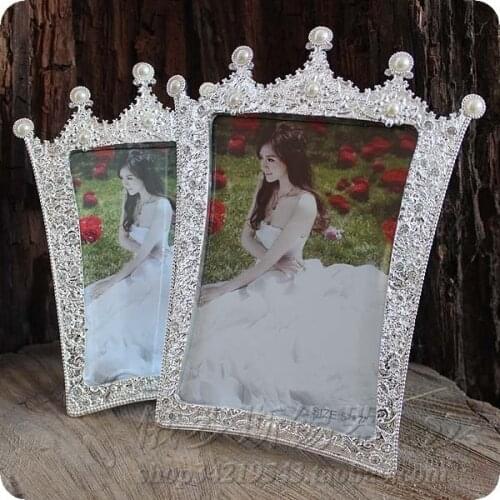 7inch photo frame pearl crown glass picture frame wedding picture frame perfect gift photo frames for picture XC001