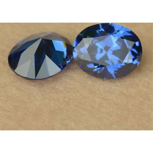 Hot Sale Deep Blue Zircon 5A CZ Stone Synthetic Gems Oval Shape Cut Blue Cubic Zirconia For Jewelry Wholesale Size 2x3~15x20mm