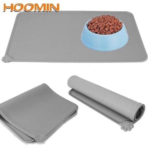 HOOMIN Solid Color Dog Feeding Placemat Pet Bowl Drinking Mat Pet Mat Waterproof Silicone Pet Food Pad