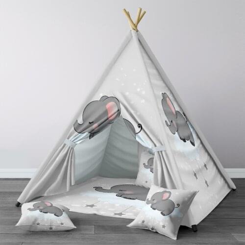 Play Tent for Kids Wigwam Portable Indoor Playground Tents Children Bedrooms Elephant Sleeping on the Cloud Model 067