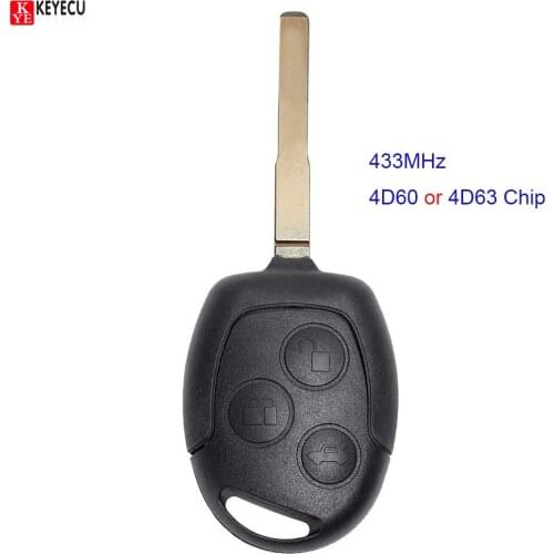 KEYECU for Ford Fiesta 2011 2012 2013 2014 2015 2016 Remote Control Car Key Fob 433Mhz 4D60/4D63 Chip KR55WK47899 HU101