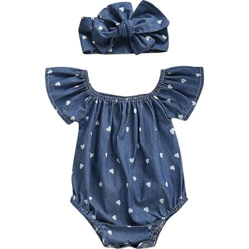 Pudcoco US Stock New Fashion Hot Newborn Infant Kid Baby Girl 2pcs Outfit Romper Short Sleeve Dot Headband Clothes Set