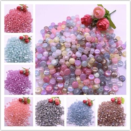 50pcs 8x5mm Round Flat Charms Acrylic Beads Loose Spacer Beads for Jewelry Makeing DIY Clothing Accessories