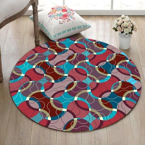 Funny Pattern Blue Brown Red Ripple Golden Print Round Carpet Baby Child Home Living Room Bedroom Area Carpet Bathroom Mat Kids