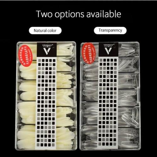 Hot 500pcs White Clear Natural French False Acrylic Nail Tips Fullf Cover Tips Fake Nails UV Gel Manicure Fake Nail Tips