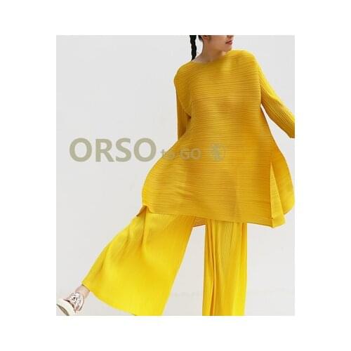 HOT SELLING Miyake The dress fashion word loosely contracted fold o-neck three quarter A-Line dresses IN STOCK