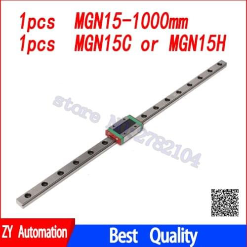 15mm Linear Guide MGN15 L=1000mm linear rail way + MGN15C or MGN15H Long linear carriage for CNC X Y Z Axis