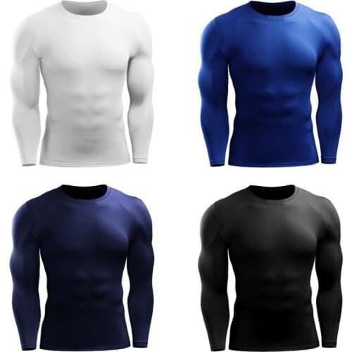 Men Compression Running T Shirt Fitness Tight Long Sleeve Sport tshirt Training Jogging Shirts Man Gym Sportswear Quick Dry Top