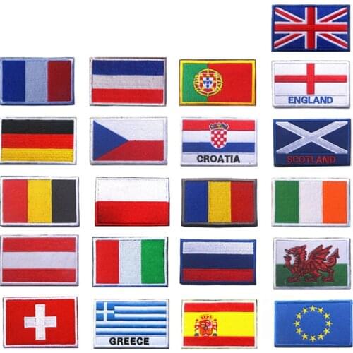 Country Flag patch Stripes Embroidered Russia Turkey France EU Netherlands Flag Tactical Military Patches Army Applique stripe