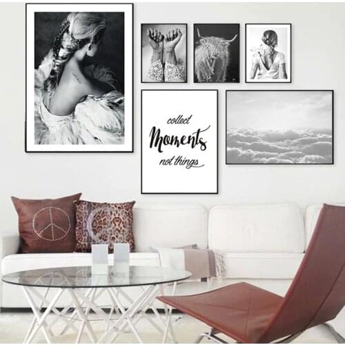 Nordic Canvas Painting Black White Figure Lady Wall Art Print Poster Modern Minimalism Living Room Bedroom Home Decor Painting