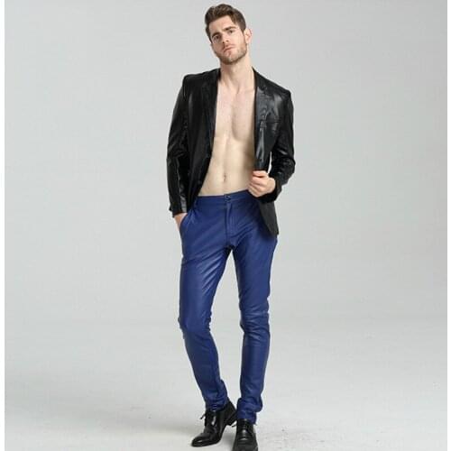 2020 New Personality Pants Mens Fashion Feet Motorcycle Leather Pants Plus Velvet Large Size PU Trousers Streetwear Hip Hop