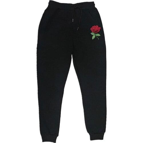 2021 Autumn Winter New Rose Fiower Pants Men Women Elastic Waist Trousers Mens Fashion Jogger Pants Street Sweatpant Male Female