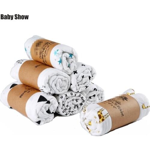 Baby show Newborn Blankets 100% Cotton 2 Layers Muslin Swaddle infant Wrap Sleepsack Baby Bath Towel Diaper Wrap Newborn Gift