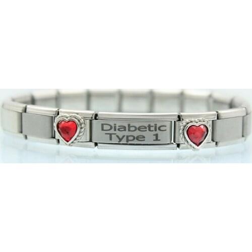 Wholesale Customize 9mm links superlink diabetic medical disease name heart love Italian charms bracelet fit Zoppini boxer