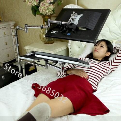 Bedside Moving PC Computer Stand Adjustable Sofa Computer Monitor Holder Mount +Keyboard Holder Rotating Laptop Table Lapdesks