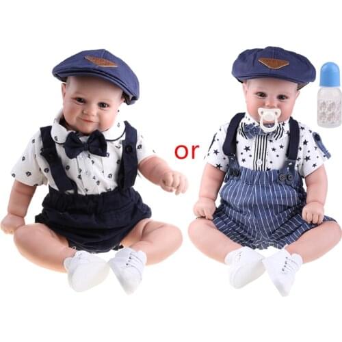 60cm Realistic Doll Soft Silicone Vinyl Toddler Babies Lifelike Boy Drawing Hair Birthday Gift Toy
