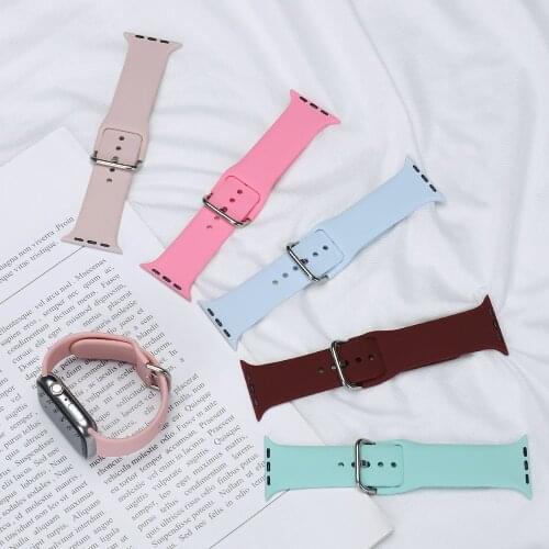 Sports U-Buckle Wrist Strap for Apple Watch Replacement Soft Silicone Wrist band 38mm 42mm 40mm 44mm Series 1 2 3 4 5 bracelet