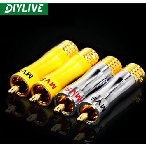DIYLIVE 4PCS MVS copper gold plated/rhodium plated 9mm RCA lotus plug power amplifier AV audio signal terminal
