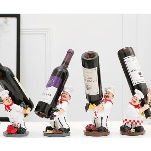 Chef Wine Rack Cartoon Resin Model Wine Cups Storage Holder Model Bar Furnishing Cabinet Alcohol Bottle Organizer Desktop Decor