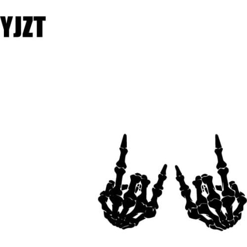 YJZT 17.8CM*11.8CM Skeleton Rock Vinyl Motorcycle Interesting Car Sticker Decals Black/Silver C13-000566