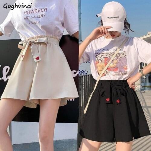 Plus Size S-5XL Women Shorts Design Embroidery Love-printed Sweet Drawstring High Waist Summer Korean Style All-match Oversize