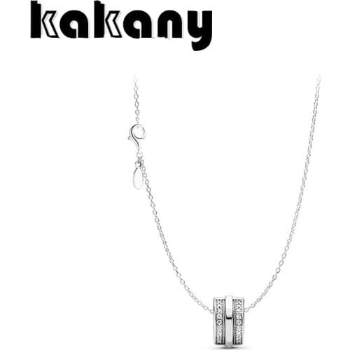Kakany 2020 winter new high quality 100% 925 silver ZT1020 pave line necklace pendant female fashion sweater chain new year gift