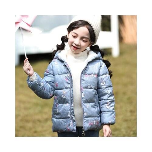 Toddler Girl Winter Clothes Baby Girl Warm Doan Coats 2019 New Childrens Full Print Thick Velvet Jackets Kids Parkas Jacket Top