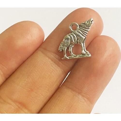 10pcs Animal Charms Howling Wolf 15x14mm Tibetan Silver Color Pendants Antique Jewelry Making DIY Handmade Craft Accessories