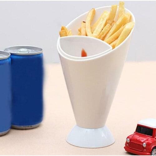 2 In 1 French Fry Potato Cone Chips With Dipping Cup Cone Assorted Sauce Ketchup Jam Dip Cup Kitchen Tool