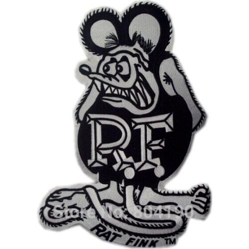 3.75" BIG DADDY RAT FINK CAFE RACER HOT ROD MC OUTLAW CHOPPER MOTOR Skull Embroidered IRON ON PATCH BIKER VEST LEATHER JACKET