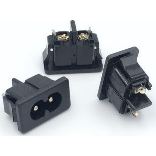 AC 250V 2.5A IEC320 C8 Male 2 Pins 5Pcs Power Inlet Socket Panel Embedded SA176re P12 0.3
