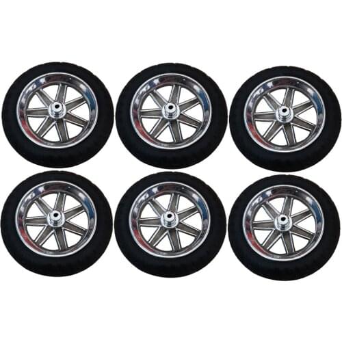 6pcs Durable Rubber Wheels Toy Tyres DIY Toy Motor Cycle for Kids Motorbike Model Making