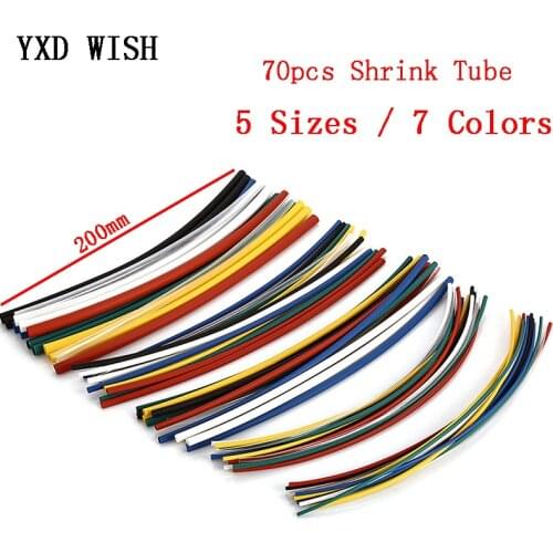 70Pcs Assorted Polyolefin Heat Shrink Tube Cable Sleeve Wrap Wire Set Insulated Shrinkable Tube 127/164/328/530